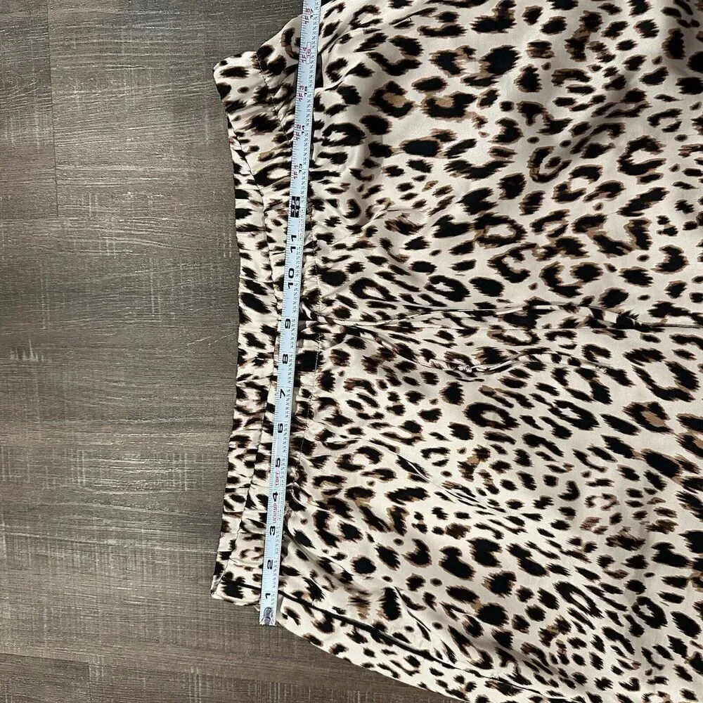 Victoria’s Secret Leopard  Print Silky Satin Drawstring Pajama Lounge Pants Sz L